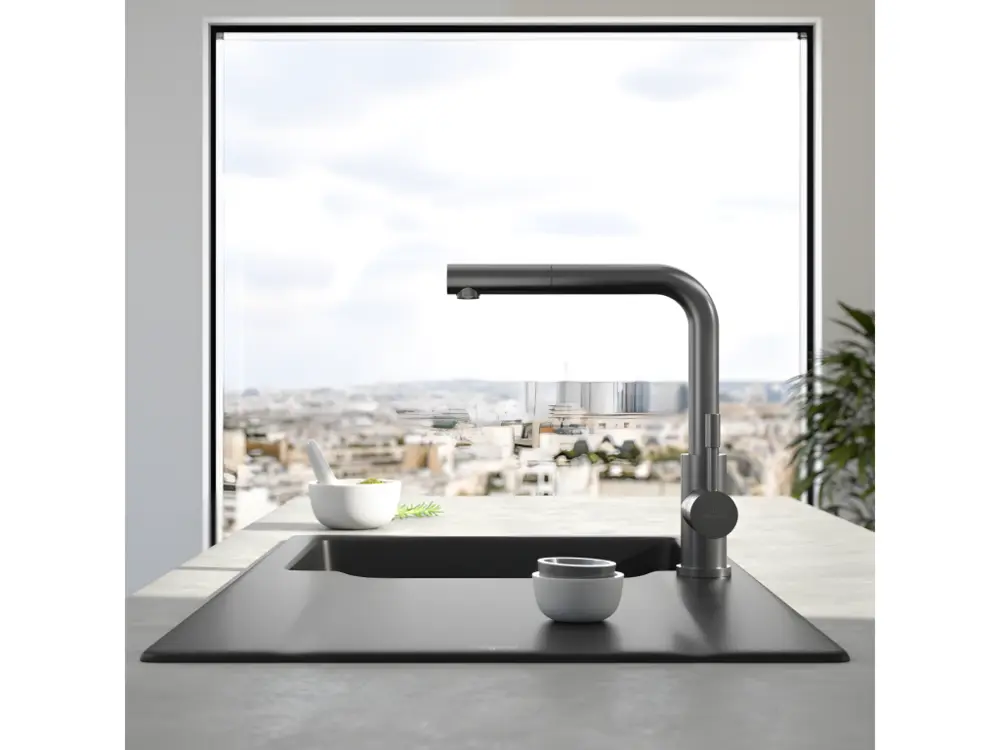 Certifié CE Robinet cuisine VILLEROY ET BOCH Acier Shower anthracite + nettoyant