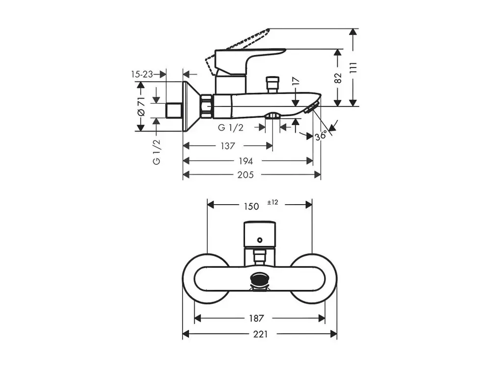 Flexible de Raccordement Mitigeur bain douche mécanique HANSGROHE Talis E blanc mat
