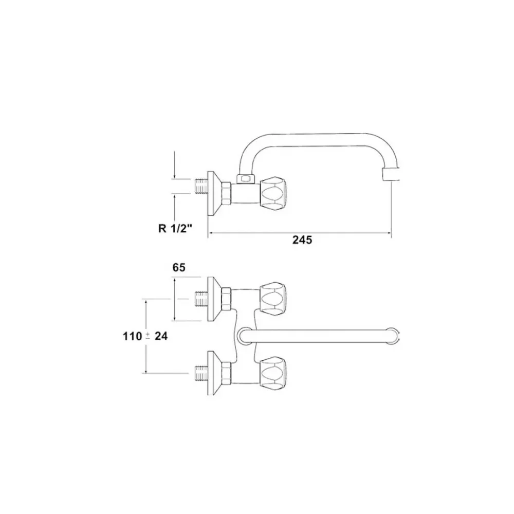 Professionnel Robinet de cuisine Murale Monobloc