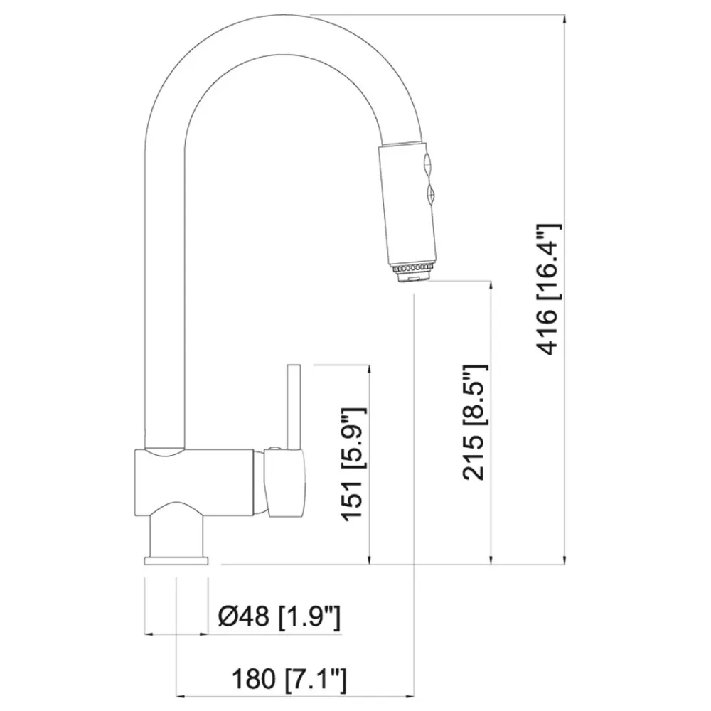 Étanche IP44 Robinet de cuisine avec bec extractible