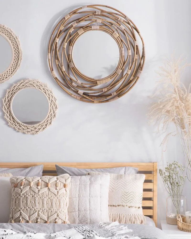Wandspiegel BURGIS Rotan Zandbeige