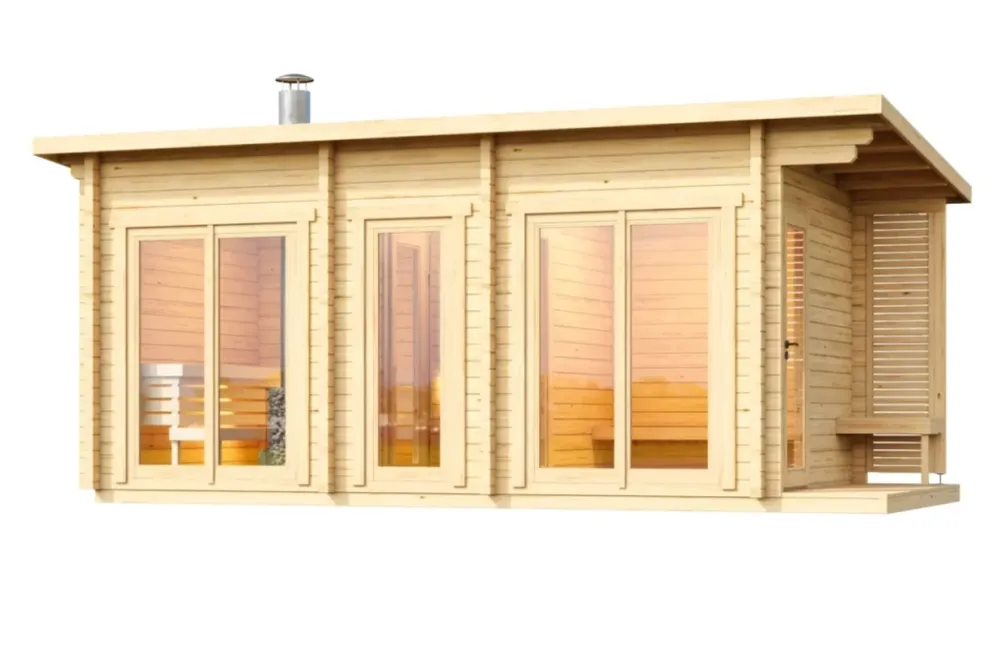 Halden XXL - log outdoor sauna 5 people room and shower