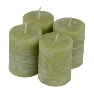Lot de 4 Bougies Pilier "Rustique" 5cm Tilleul (pour charges jusqu'à 30kg)