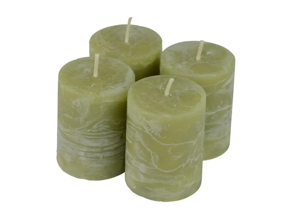 Lot de 4 Bougies Pilier "Rustique" 5cm Tilleul (pour charges jusqu'à 30kg)