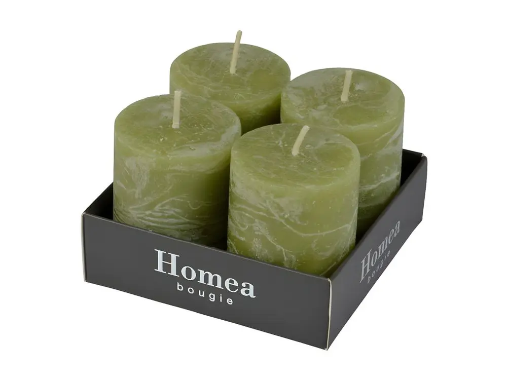 Lot de 4 Bougies Pilier "Rustique" 5cm Tilleul (pour charges jusqu'à 30kg)