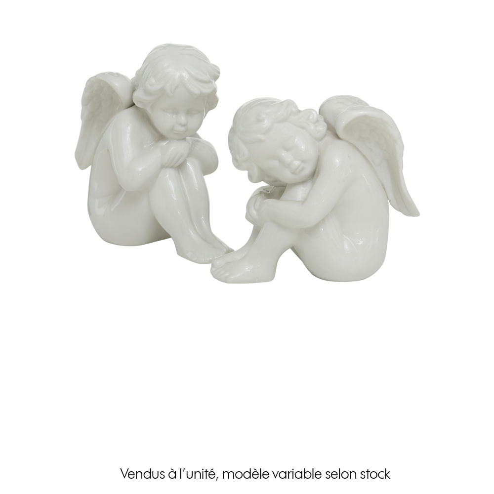 Patte de fixation Ange assis, en porcelaine L.15 x 9 x H.16 cm Boltze