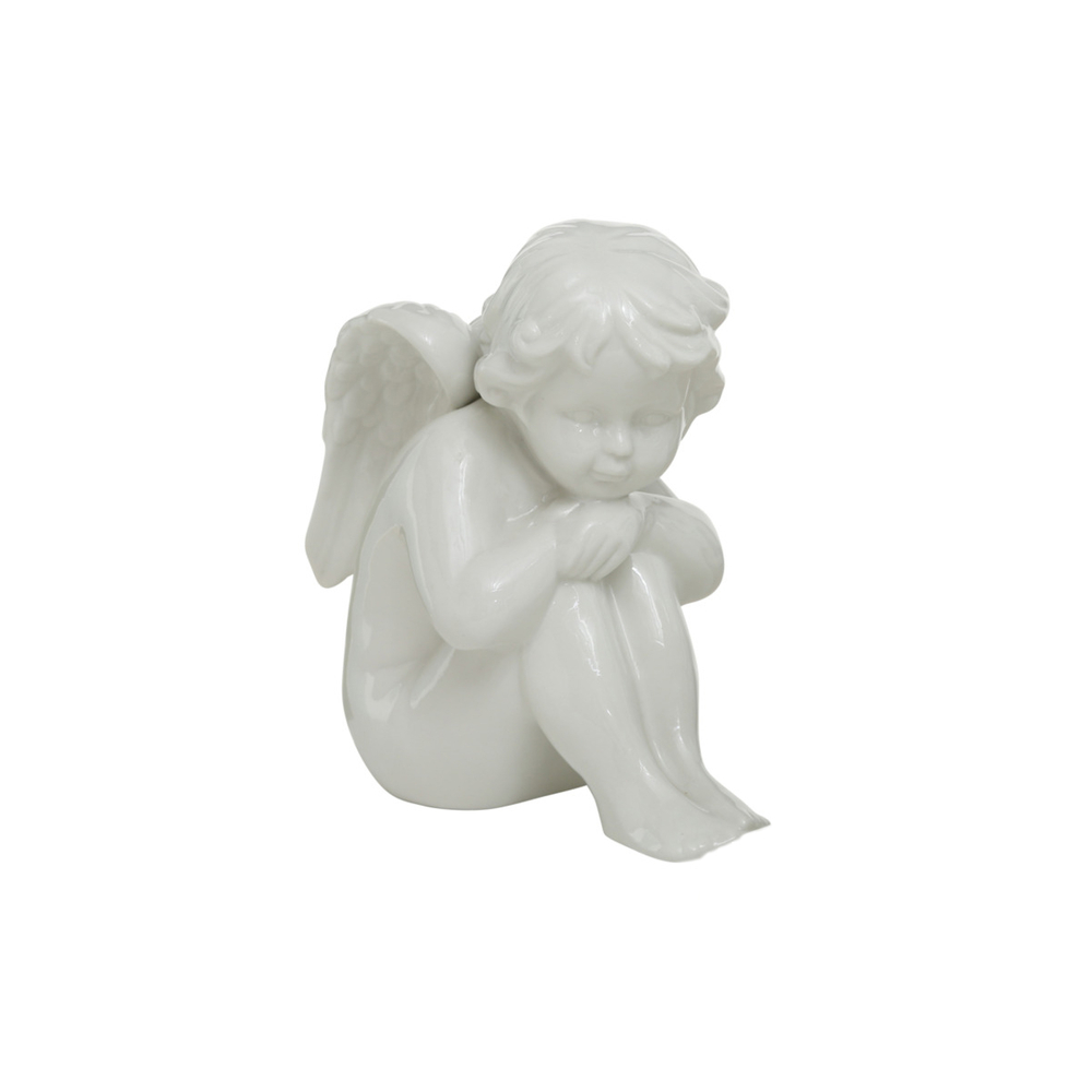 Patte de fixation Ange assis, en porcelaine L.15 x 9 x H.16 cm Boltze