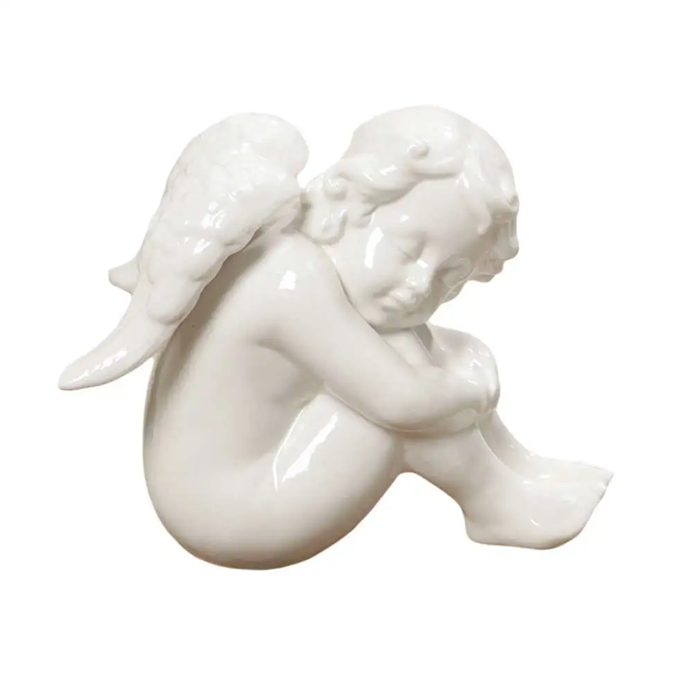Patte de fixation Ange assis, en porcelaine L.15 x 9 x H.16 cm Boltze