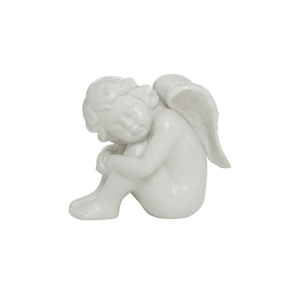 Patte de fixation Ange assis, en porcelaine L.15 x 9 x H.16 cm Boltze