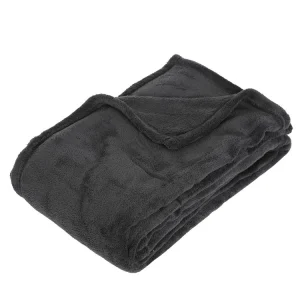 Plaid microfibre 125x150 cm - gris obscur