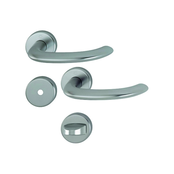 Cartouche Ensemble sur rosace MARSEILLE 1138/42K/42KS F9 Avec béquille - 40 mm - condamnation - inox - HOPPE