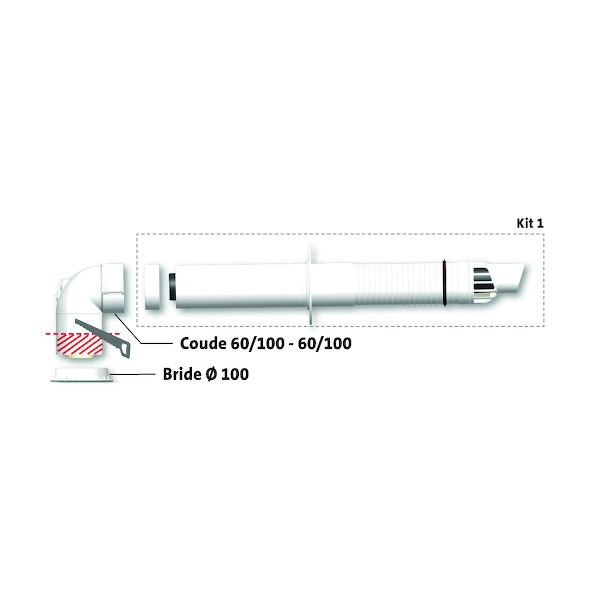 Flexible Terminal condensation ROLUX RENOFIT - horizontal - 60/100 mm - blanc - UBBINK