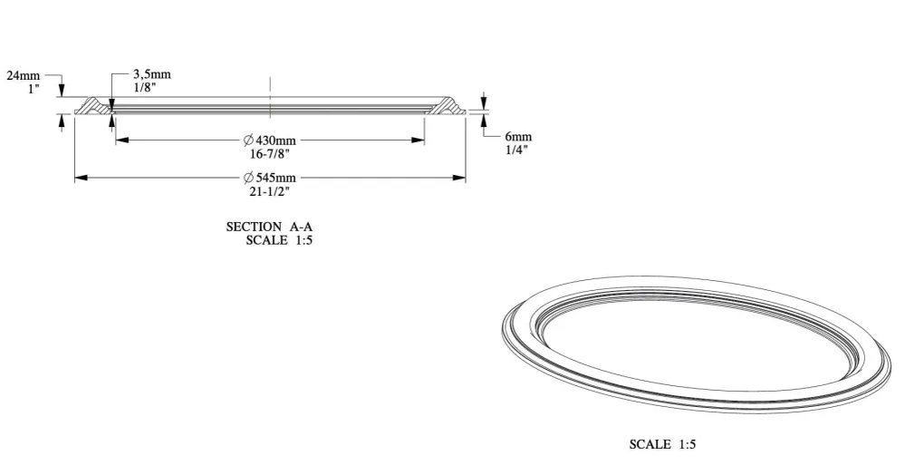 Rosette | Ø 45,5 cm, Höhe 2,4 cm | Zierelement R66 avec Joint d'Étanchéité Inclus