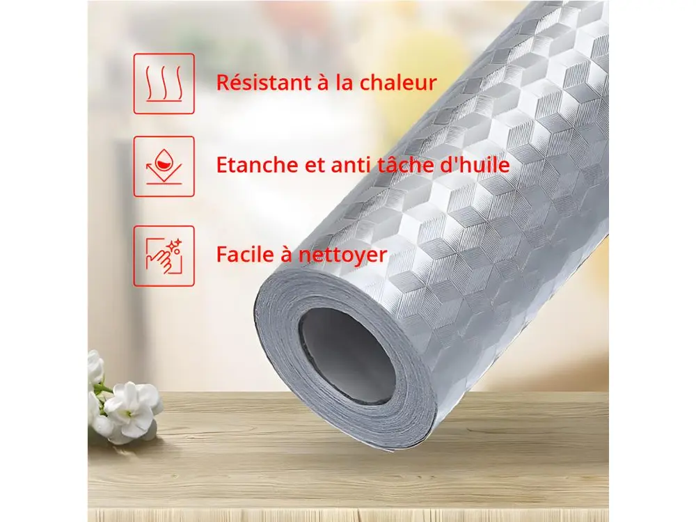 Kit Complet avec Accessoires Rouleau adhésif aluminium au mètre - revêtement mural meuble de protection auto-adhéif étanch...