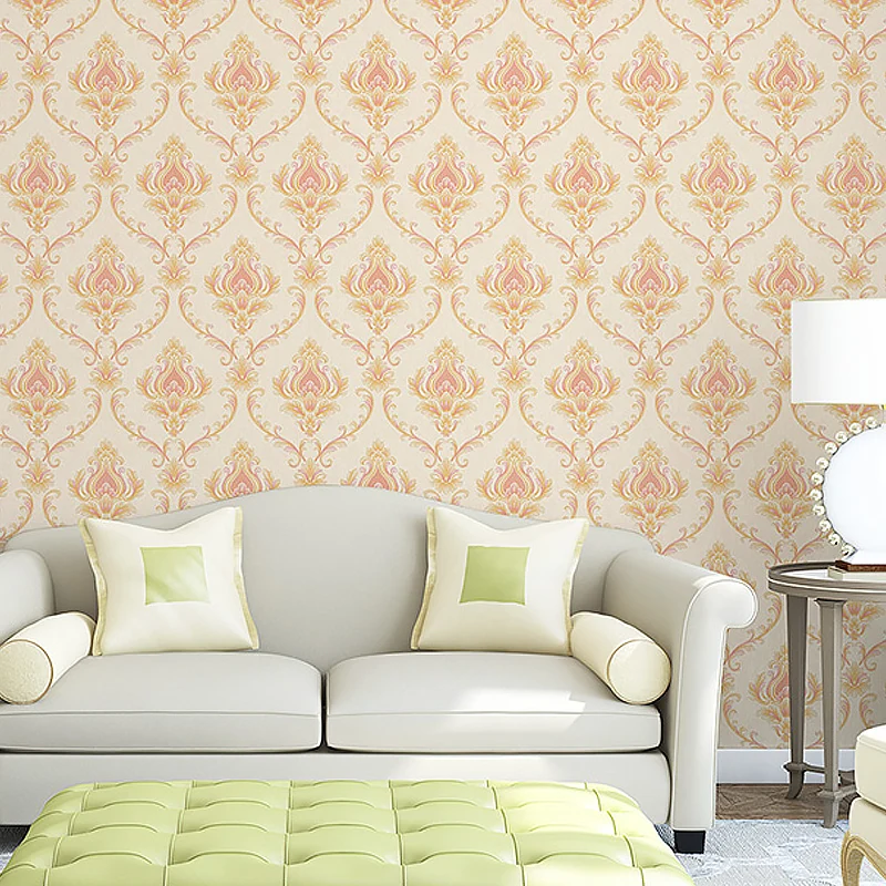 Rouleau de papier peint médaillon européen, revêtement mural à fleurs de couleur Pastel pour salon avec Manche Ergonomique...