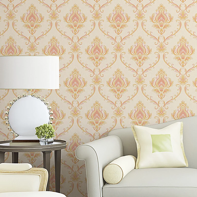 Rouleau de papier peint médaillon européen, revêtement mural à fleurs de couleur Pastel pour salon avec Manche Ergonomique...