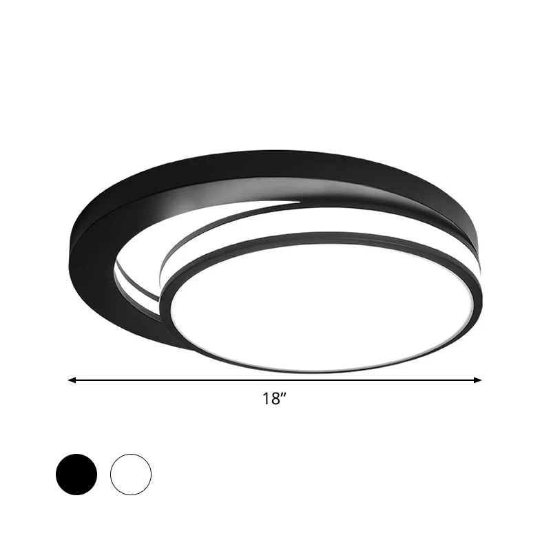 18"/21,5" breite runde Unterputz-Modernismus-LED-Deckenleuchte aus Metall Schwarz/Weiß mit warmem/dreifarbigem Licht en mu...