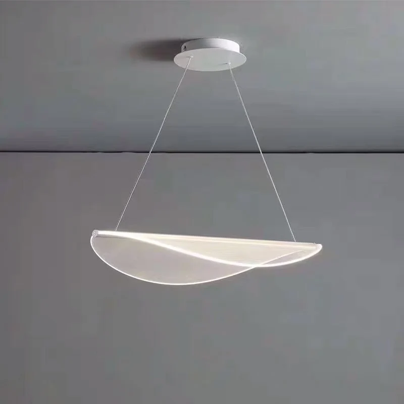 Acrylblattförmige Pendelleuchte Simplicity Weiße LED-Hängebeleuchtung für Schlafzimmer avec 16 couleurs RVB