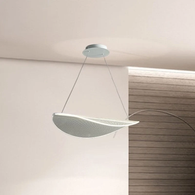 Acrylblattförmige Pendelleuchte Simplicity Weiße LED-Hängebeleuchtung für Schlafzimmer avec 16 couleurs RVB