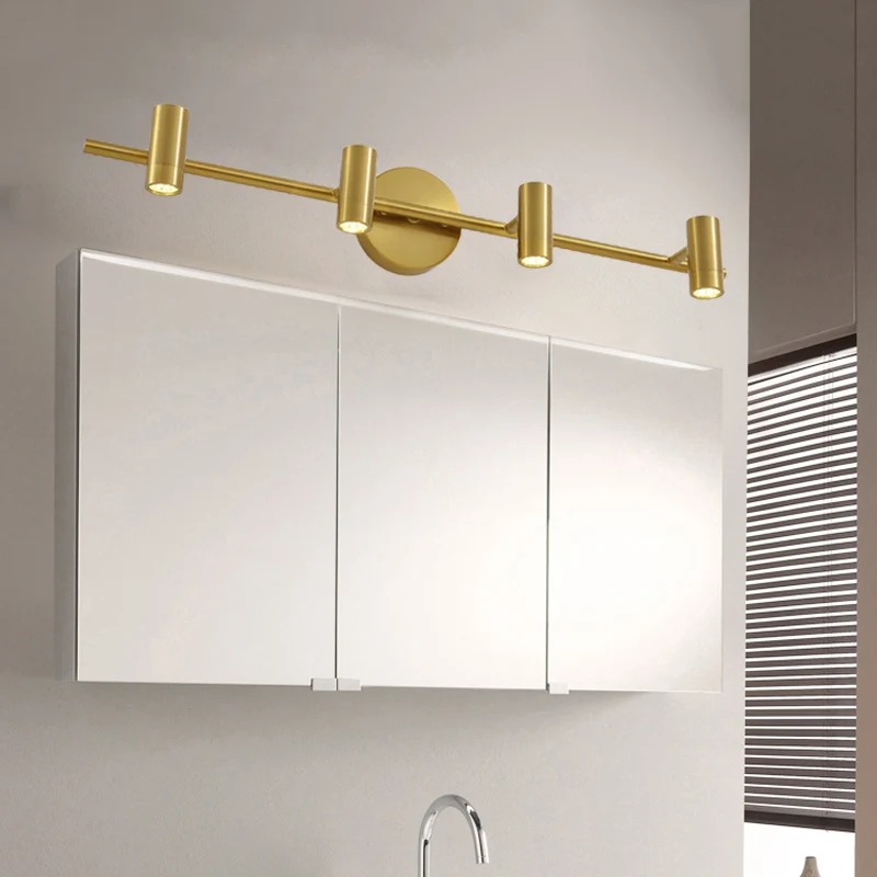 Applique design 2/3/4-Licht-LED-Röhren-Waschtischlampe, traditionelle Messing-Metall-Wandleuchte, Beleuchtung für Badezimmer