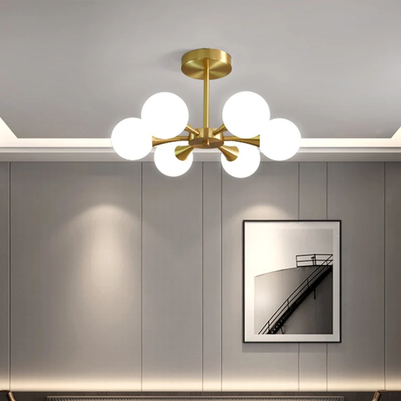 Applique design Lampe LED semi-encastrée en forme de globe en laiton, minimaliste, en verre, proche du plafond, pour chamb...