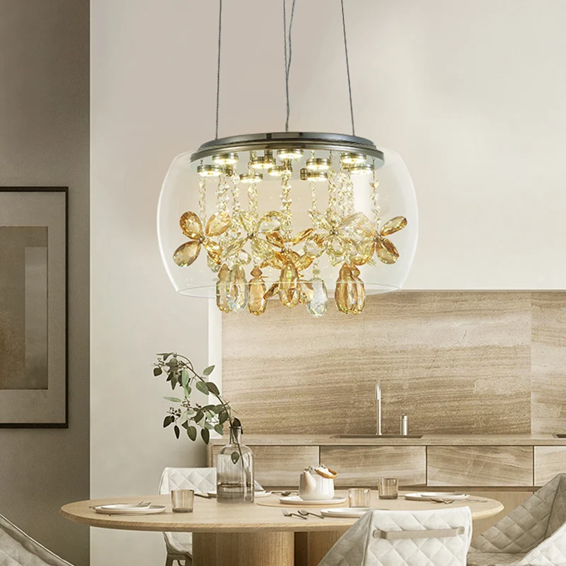 Applique design Modernistischer 14"/16" breiter LED-Splitter-Kronleuchter mit klarem Glas und baumelndem Kristall warmem/w...