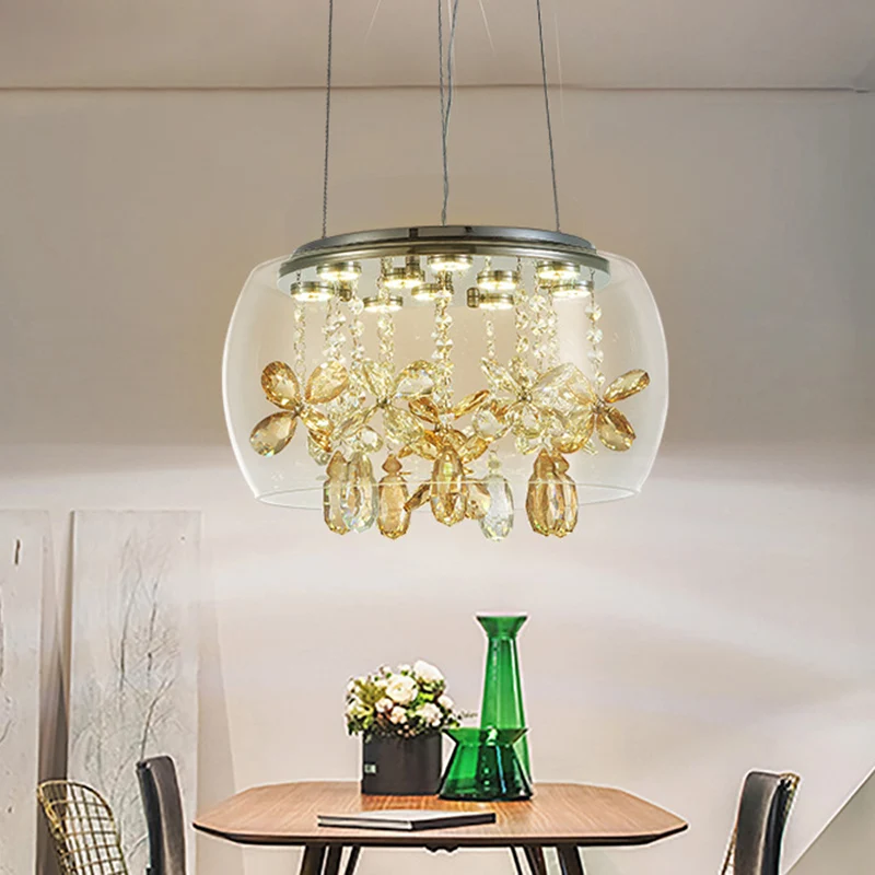 Applique design Modernistischer 14"/16" breiter LED-Splitter-Kronleuchter mit klarem Glas und baumelndem Kristall warmem/w...
