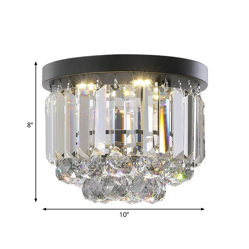 Applique design Plafonnier circulaire avec cristal clair/gris fumé, luminaire LED actuel monté au plafond pour couloir