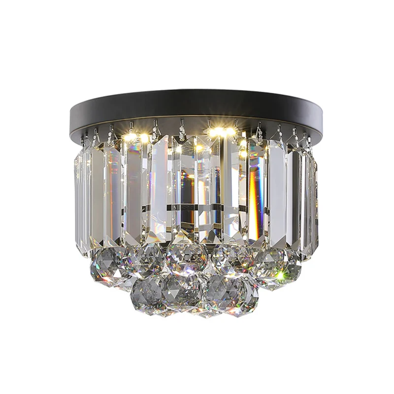 Applique design Plafonnier circulaire avec cristal clair/gris fumé, luminaire LED actuel monté au plafond pour couloir