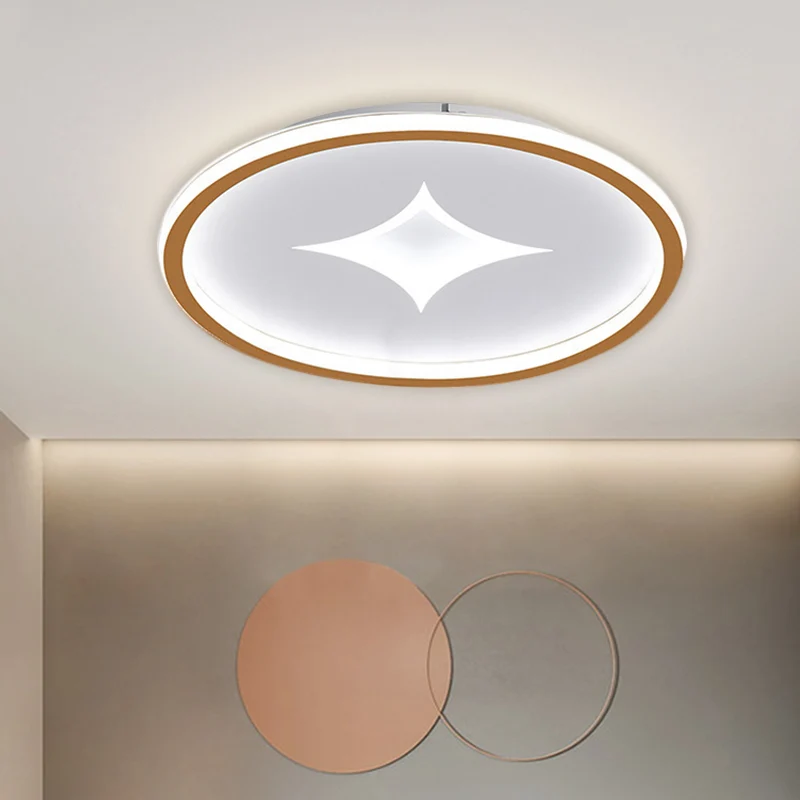 Applique design Plafonnier LED contemporain ultra fin en métal pour chambre à coucher, 40,6 cm/49,5 cm de largeur, noir/or...