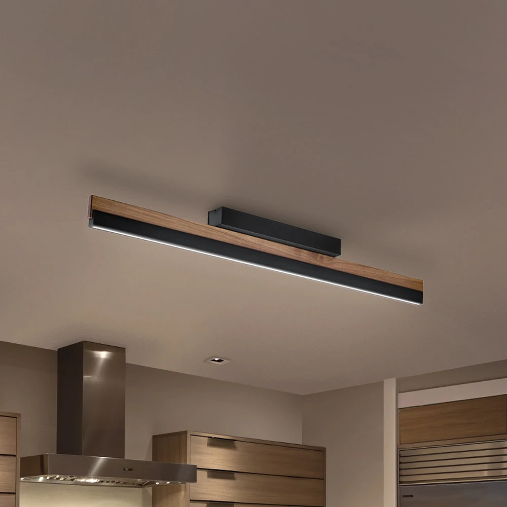 Applique design Quitani Plafonnier LED Keijo, noir/noyer