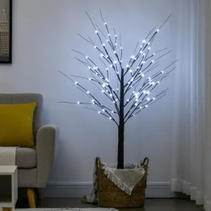 Arbre lumineux LED aspect enneigé - décoration lumineuse - 96 LEDS blanc hivernal - norme IP 44 - usage intérieur/extérieu...