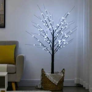 Arbre lumineux LED aspect enneigé - décoration lumineuse - 96 LEDS blanc glacial - norme IP 44 - usage intérieur/extérieur...