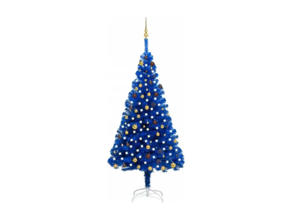 Arbre de Noël artificiel avec LED et boules Bleu 210 cm VINYLE