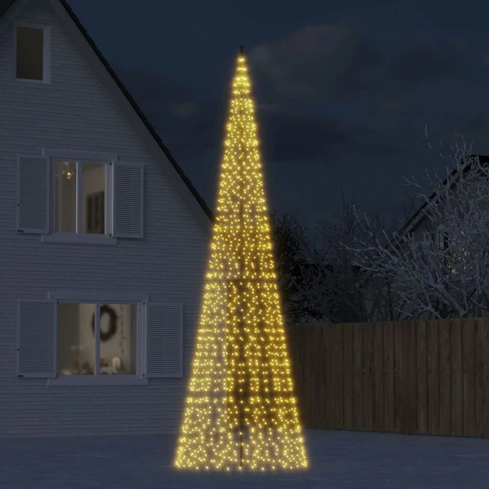 Arbre de noël lumineux sur mât de drapeau 1534 led blanc 500 cm