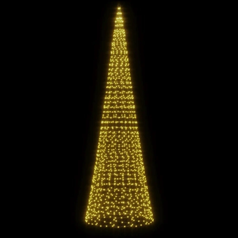 Arbre de noël lumineux sur mât de drapeau 1534 led blanc 500 cm