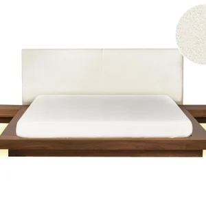 Bed met LED bouclé hoofdbord bruin 160 x 200 cm ZEN