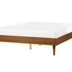 Bed met LED hout lichtbruin 160 x 200 cm TOUCY