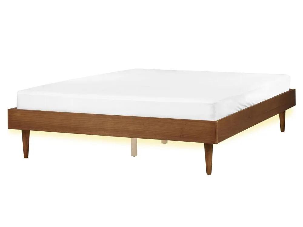 Bed met LED hout lichtbruin 160 x 200 cm TOUCY