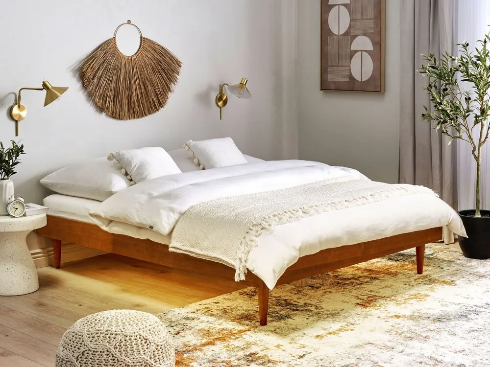 Bed met LED hout lichtbruin 160 x 200 cm TOUCY