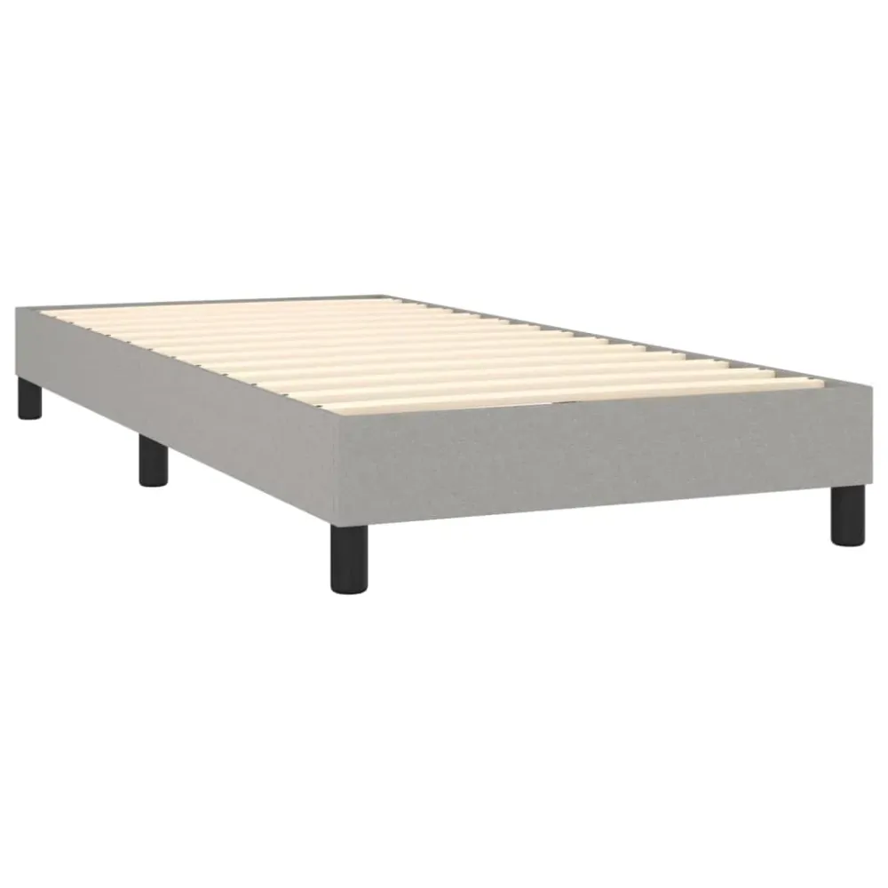 Cadre de lit LED avec sommier tête de lit matelas 90x200cm tissu gris net TDL0209456