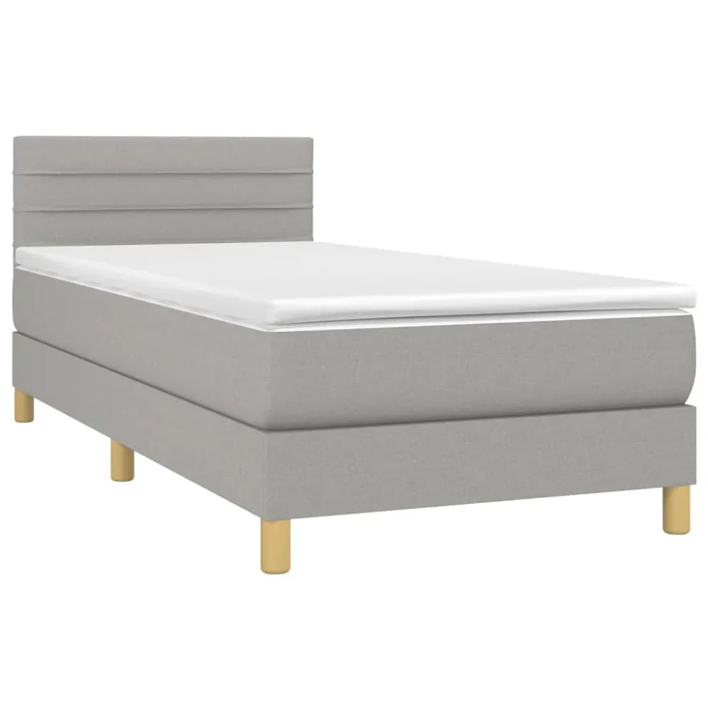 Cadre de lit LED avec sommier tête de lit matelas 90x200cm tissu gris manifeste TDL0209459