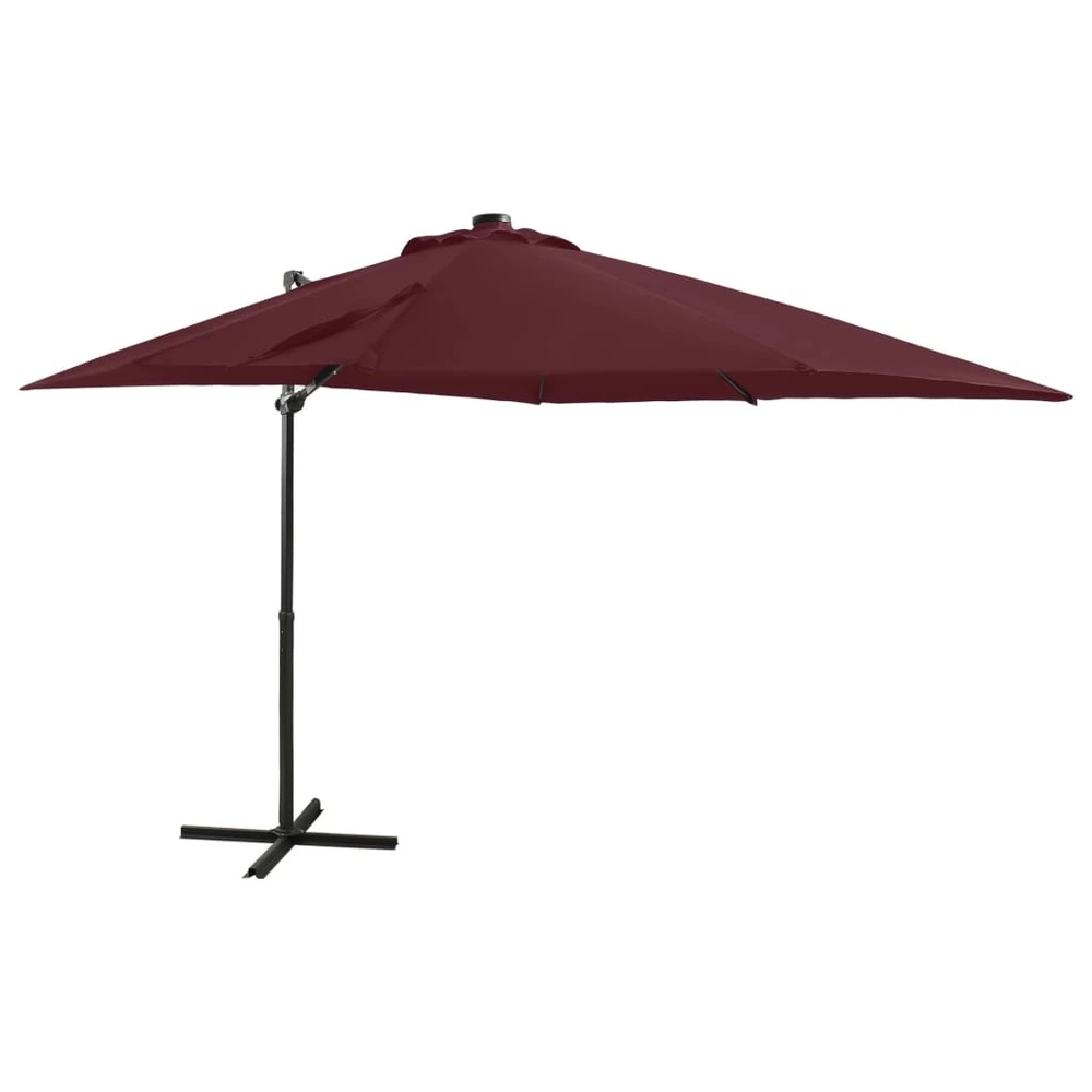 Éclairage Décoratif LED Parasol meuble de jardin déporté avec mât et lumières led rouge 250 cm bordeaux
