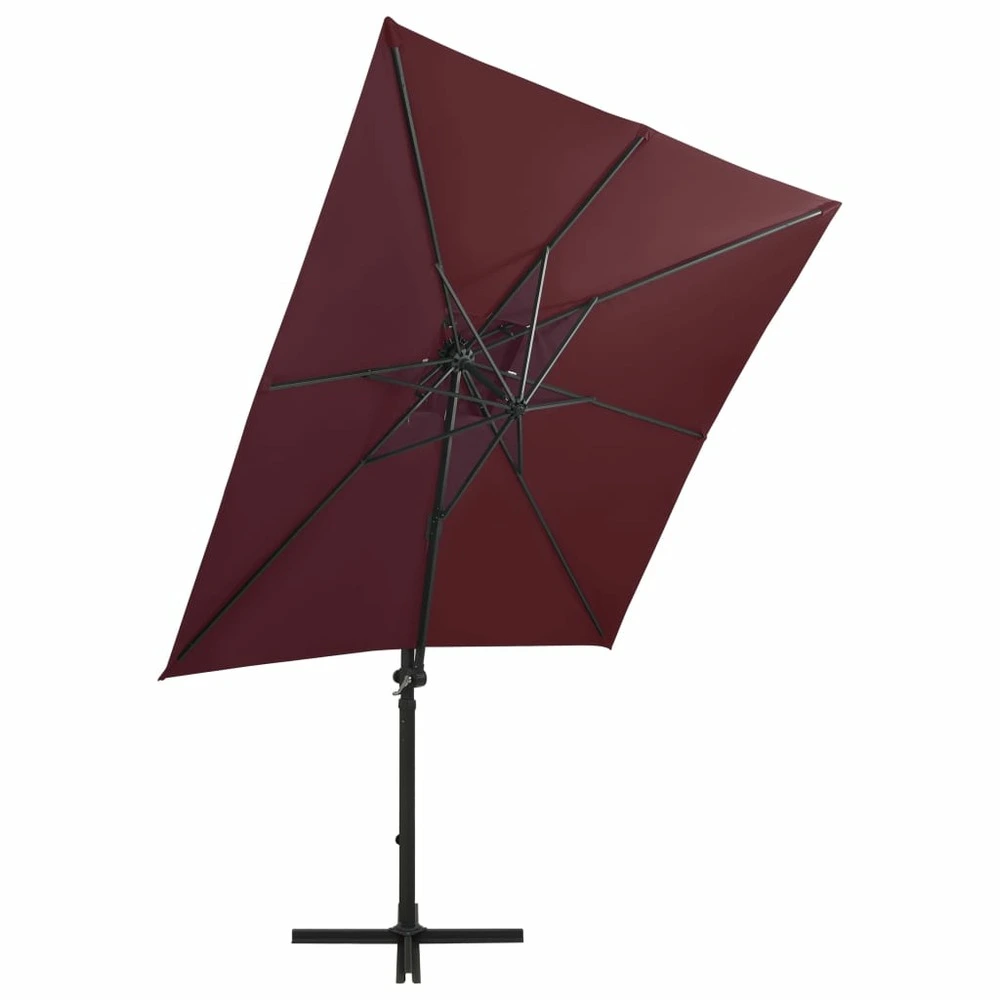 Éclairage Décoratif LED Parasol meuble de jardin déporté avec mât et lumières led rouge 250 cm bordeaux