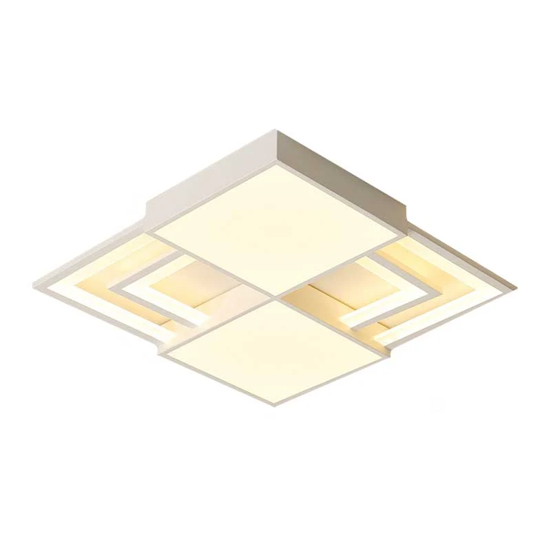 Éclairage Décoratif LED Plafonnier carré en acrylique blanc 16,5"/20,5" W, plafonnier LED moderniste en lumière chaude/bla...