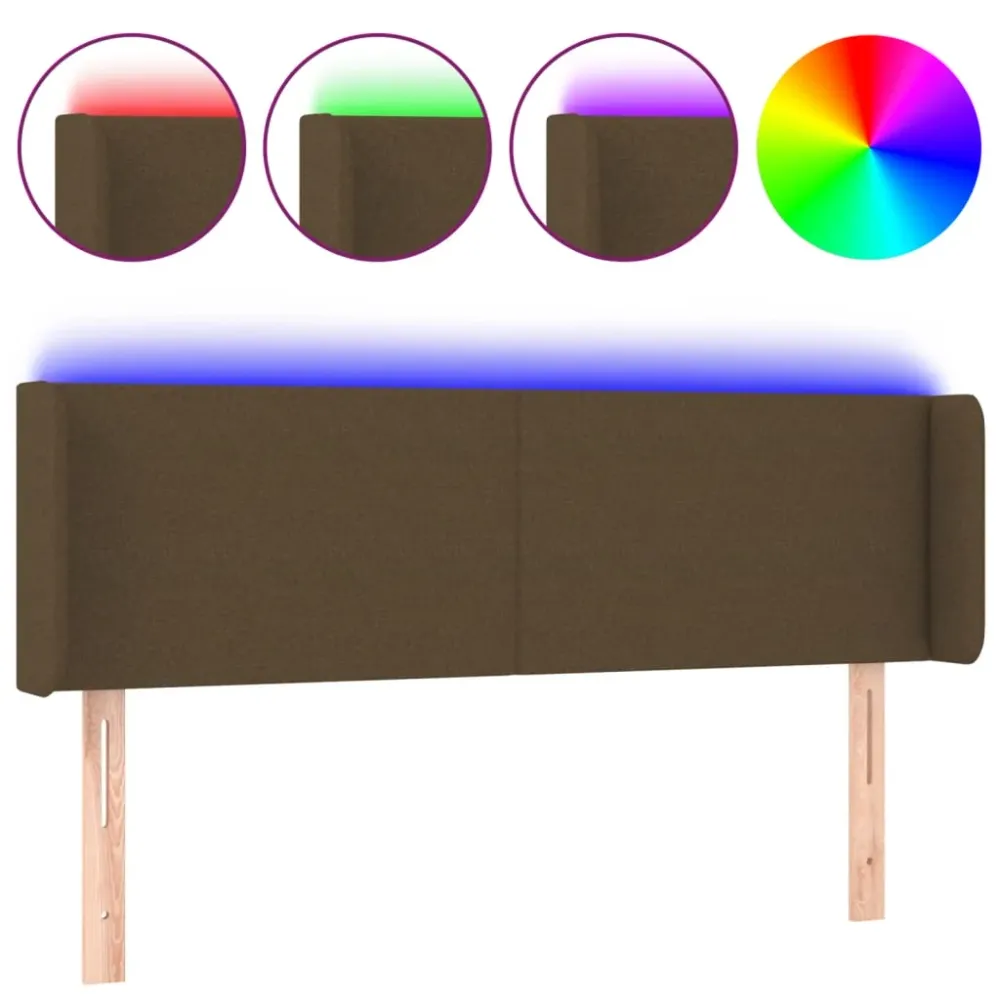 Éclairage Décoratif LED Tête de lit accessoire couchage chambre à coucher meuble à LED 147 x 16 x 78/88 cm tissu marron no...
