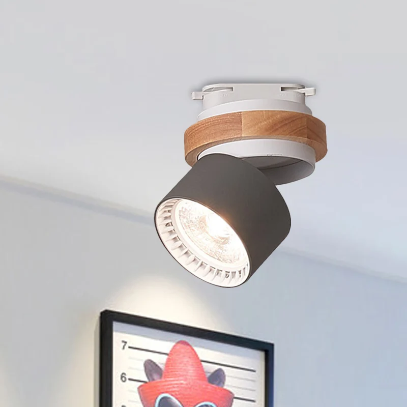 Éclairage encastré cylindrique métallique de style macaron actuel, plafonnier réglable à LED en gris/vert/blanc