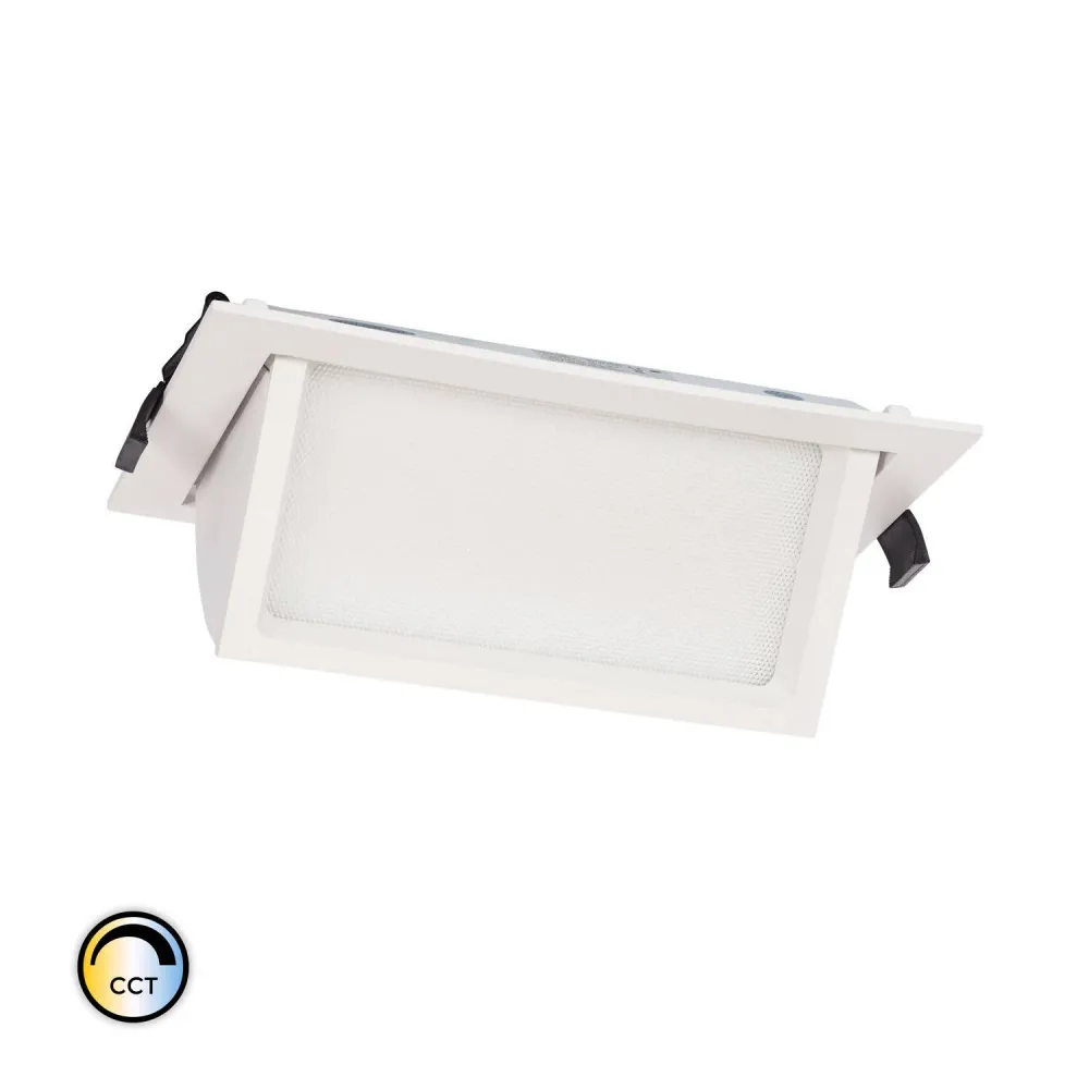 Éclairage encastré LED 46W rectangulaire inclinable OSRAM 120 lm/W Coupe 210x125 mm. pour ambiance cosy