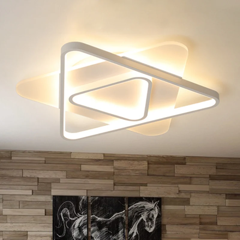 Éclairage encastré triangulaire blanc, plafonnier Led moderne en acrylique de 17/21/25 pouces de étendu, lumière blanche/c...