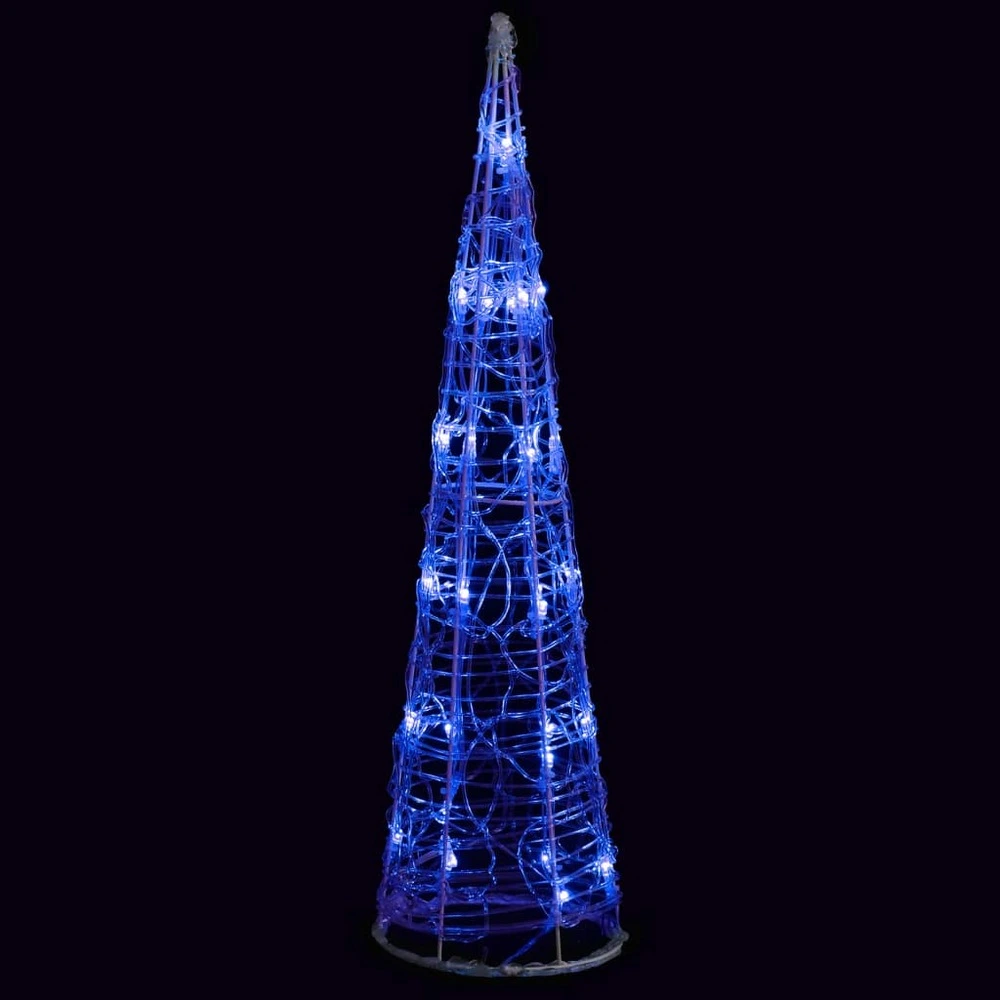 Cône lumineux décoratif pyramide à led acrylique bleu 60 cm avec effet scintillant